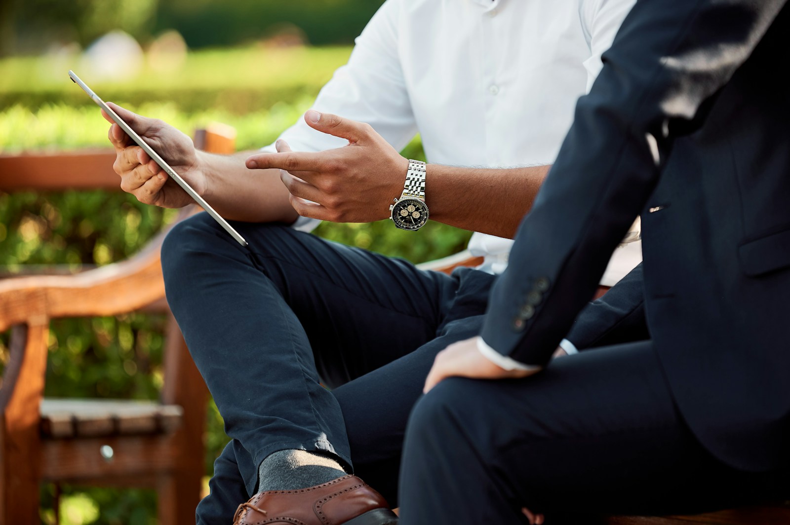 two people sitting during day, business